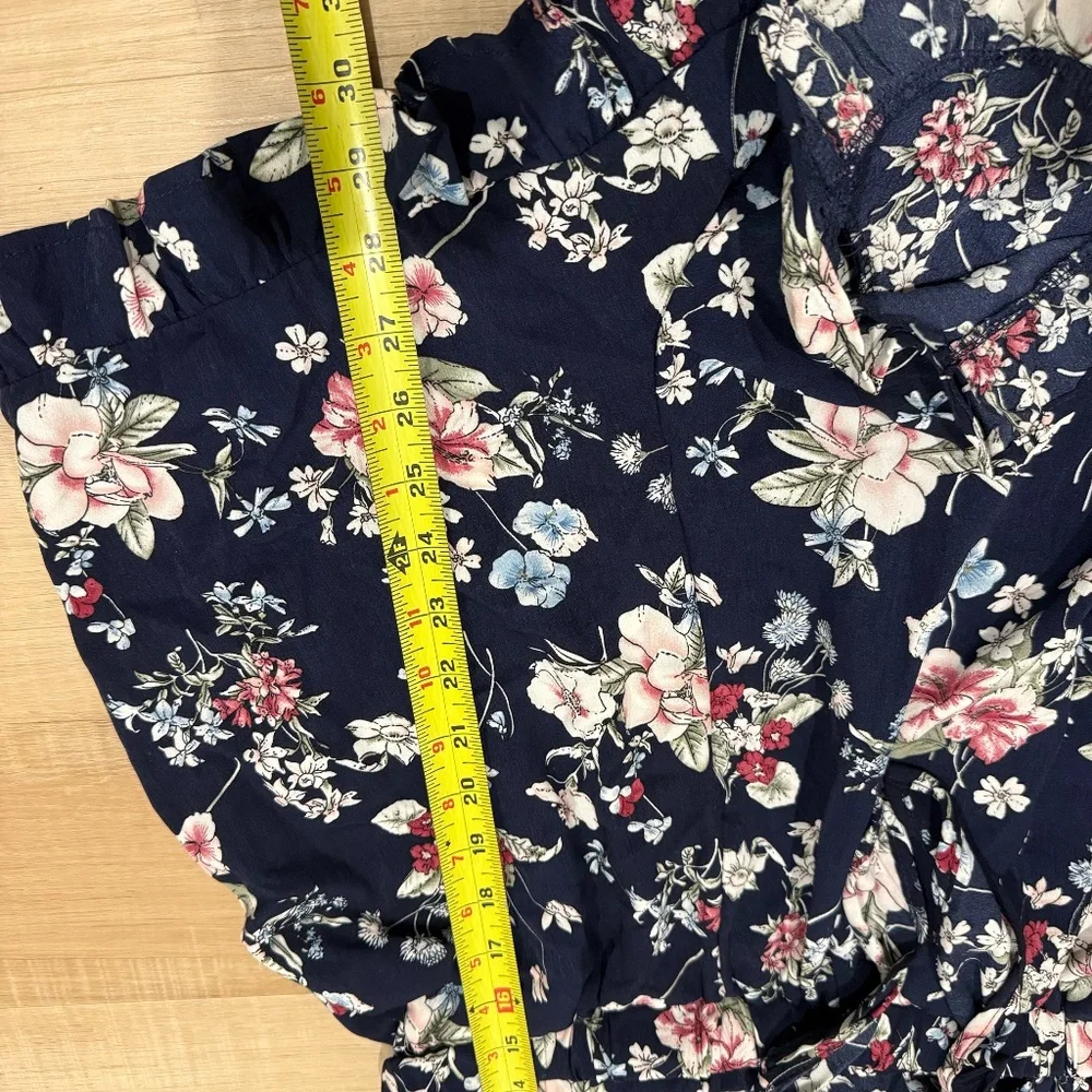 Nasty Gal Navy Blue Floral Romper Size 8 - Picture 5 of 6